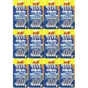 Gillette Blue3 Comfort Kullan At Tıraş Bıçağı (6+2) Toplam 96 Adet (Avantaj Pk) (12 Li Set)