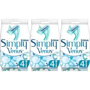 Gillette Simply Venus 2 Kullan At Kadın Tıraş Bıçağı 12 Li Set (3PK*4)