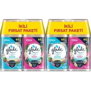 Glade Oda Kokusu Otomatik Sprey Yedek 269ML (4 Lü Set) Okyanus Sessizliği ve Tropikal Floral (2PK*2)