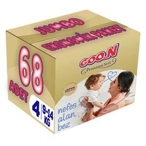 Goon Premium Soft Bebek Bezi Beden:4 (9-14Kg) Maxi 68 Adet Jumbo Ekonomik Pk