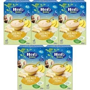Hero Baby Kaşık Maması 200GR Gece Sütlü Muzlu Pirinçli 5 Li Set