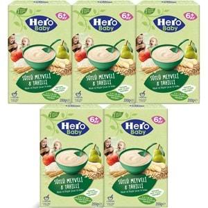 Hero Baby Kaşık Maması 200GR Sütlü Meyveli 8 Tahıllı 5 Li Set