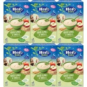 Hero Baby Kaşık Maması 200GR Gece Sütlü Elmalı 8 Tahıllı 6 Lı Set