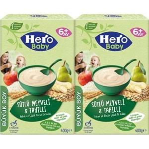 Hero Baby Kaşık Maması 400GR Sütlü Meyveli 8 Tahıllı 2 Li Set