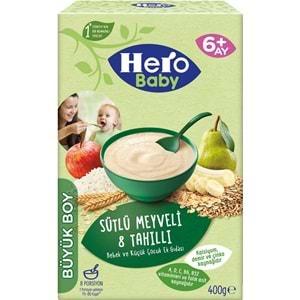 Hero Baby Kaşık Maması 400GR Sütlü Meyveli 8 Tahıllı 3 Lü Set