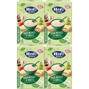 Hero Baby Kaşık Maması 400GR Sütlü Meyveli 8 Tahıllı 4 Lü Set