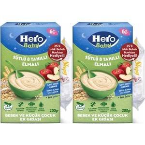 Hero Baby Kaşık Maması 200GR Gece Sütlü Elmalı 8 Tahıllı + Islak Mendil Hediye (2 Li Set)