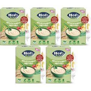 Hero Baby Kaşık Maması 200GR Sütlü 8 Tahıllı Meyveli + Islak Mendil Hediye (5 Li Set)