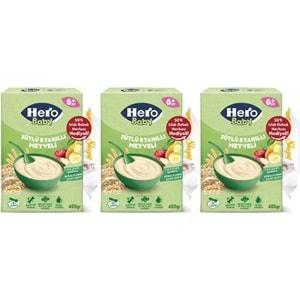 Hero Baby Kaşık Maması 400GR Sütlü 8 Tahıllı Meyveli + Islak Mendil Hediye (3 Lü Set)