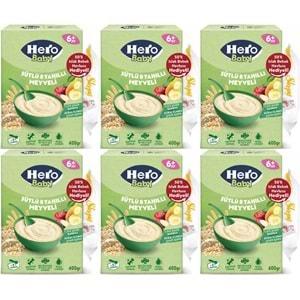 Hero Baby Kaşık Maması 400GR Sütlü 8 Tahıllı Meyveli + Islak Mendil Hediye (6 Lı Set)
