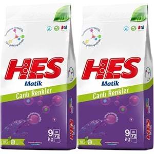 HES Matik Toz Çamaşır Deterjanı 18KG Color/Renkliler (144 Yıkama) (2PK*9KG)