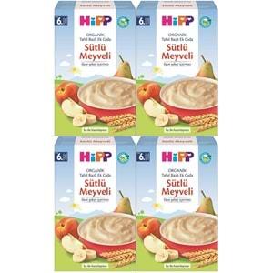 Hipp Organik Sütlü Meyveli Tahıl Bazlı Kaşık Maması 250Gr (4 Lü Set)