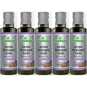 Hünnap Keten Tohumu Yağı 100ML (Soğuk Press) (5 Li Set)