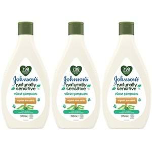 Johnsons Baby Vücut Şampuanı 395ML Natural Sensitive (Organik Aloe Veralı) (3 Lü Set)