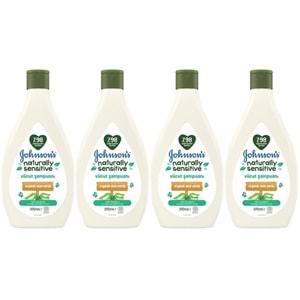 Johnsons Baby Vücut Şampuanı 395ML Natural Sensitive (Organik Aloe Veralı) (4 Lü Set)