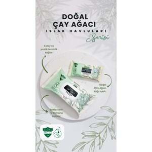 Komili Islak Havlu Mendil 50 Yaprak (3 Lü Set) Çay Ağacı Serisi Antibakteriyel (150 Yaprak)