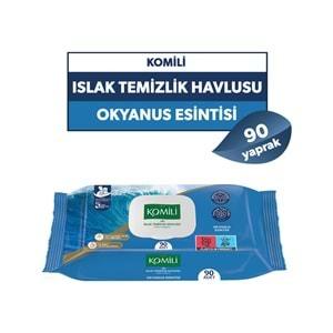 Komili Islak Havlu Mendil 90 Yaprak Karma 6 Lı Set (Okyanus Esintisi-Gül Kokulu) 540 Yaprak