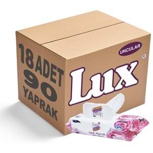 Lux Islak Havlu Mendil 90 Yaprak Gül (18 Li Set) Plastik Kapaklı