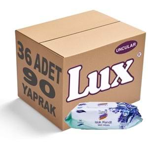 Lux Islak Havlu Mendil 90 Yaprak Lavanta (36 Lı Set) Plastik Kapaklı