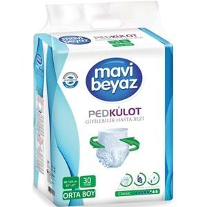 Mavi Beyaz Ped Emici Külot Hasta Bezi Medium Orta 150 Adet