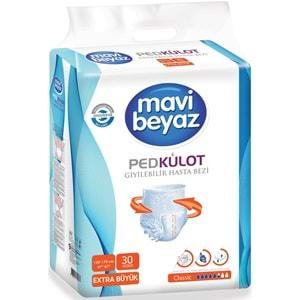 Mavi Beyaz Ped Emici Külot Hasta Bezi XL-Ekstra Büyük 120 Adet + Yatak Koruyucu Örtü 60*90CM 60Adet
