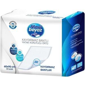 Mavi Beyaz Ped Ekstra Tekstil Yüzeyli Yetişkin Bel Bantlı Hasta Bezi M 30 Adet+ Yatak Korucu + Havlu