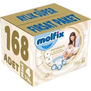 Molfix Pure&Soft Bebek Bezi Beden:4 (7-14Kg) Maxi 168 Adet Aylık Süper Fırsat Pk