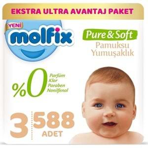 Molfix Pure&Soft Bebek Bezi Beden:3 (4-9Kg) Midi 588 Adet Ekstra Ultra Avantaj Pk