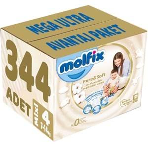 Molfix Pure&Soft Bebek Bezi Beden:4 (7-14Kg) Maxi 344 Adet Mega Ultra Avantaj Pk