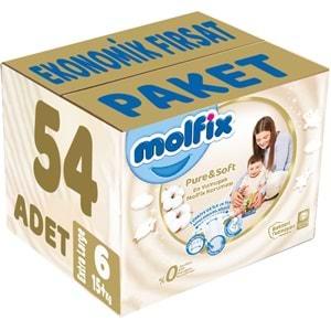 Molfix Pure&Soft Bebek Bezi Beden:6 (15+Kg) Extra Large 54 Adet Ekonomik Fırsat Pk