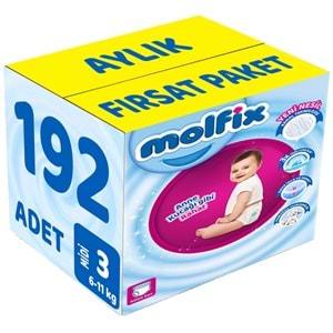 Molfix Külot Bebek Bezi Beden:3 (6-11KG) Midi 192 Adet Aylık Fırsat Pk