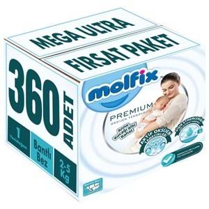 Molfix Premium Bebek Bezi Beden:1 (2-5KG) Yeni Doğan 360 Adet Mega Ultra Fırsat Pk