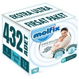 Molfix Premium Bebek Bezi Beden:1 (2-5KG) Yeni Doğan 432 Adet Ekstra Ultra Fırsat Pk