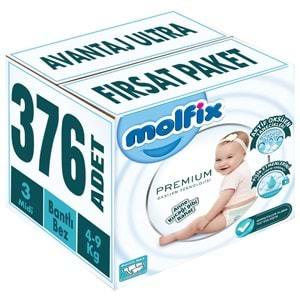 Molfix Premium Bebek Bezi Beden:3 (4-9KG) Midi 376 Adet Avantaj Ultra Fırsat Pk