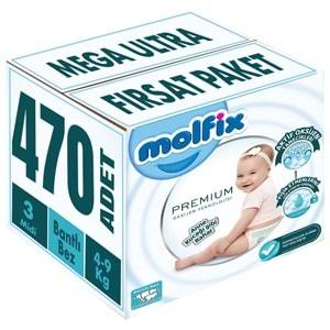 Molfix Premium Bebek Bezi Beden:3 (4-9KG) Midi 470 Adet Mega Ultra Fırsat Pk