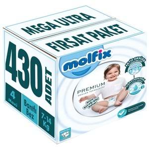 Molfix Premium Bebek Bezi Beden:4 (7-14KG) Maxi 430 Adet Mega Ultra Fırsat Pk