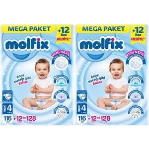 Molfix Bebek Bezi Beden:4 (7-14KG) Maxi 256 Adet Mega Ekonomik Fırsat Pk