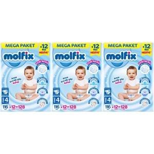 Molfix Bebek Bezi Beden:4 (7-14KG) Maxi 384 Adet Mega Aylık Fırsat Pk