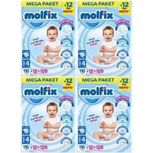 Molfix Bebek Bezi Beden:4 (7-14KG) Maxi 512 Adet Mega Avantaj Fırsat Pk