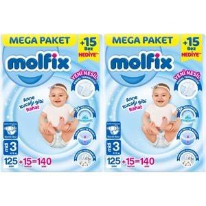 Molfix Bebek Bezi Beden:3 (4-9KG) Midi 280 Adet Mega Ekonomik Fırsat Pk