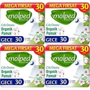 Molped Pure&Soft Hijyenik Ped Gece 120 (4PK*30) Adet Mega Pk