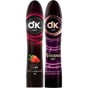 Okey Kayganlaştırıcı Jel 100ML Karma (Çilekli/Nirvana Hot) (2 Li Set)