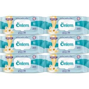 Önlem Islak Havlu Mendil 90 Yaprak Papatya Özü (6 Lı Set) Plastik Kapaklı 540 Yaprak