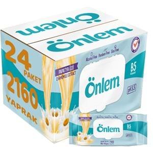 Önlem Islak Havlu Mendil 90 Yaprak Papatya Özü (24 Lü Set) Plastik Kapaklı 2160 Yaprak