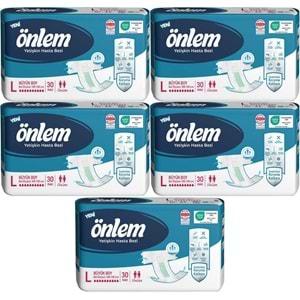 Önlem Hasta Bezi Bel Bantlı Tekstil Yüzey L - Large - Büyük 150 Adet (5PK*30)