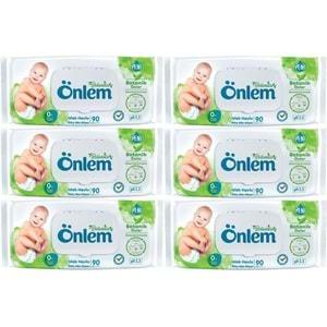 Önlem Islak Havlu Mendil 90 Yaprak Botanika Özlü (6 Lı Set) Plastik Kapaklı 540 Yaprak