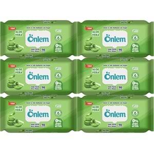 Önlem Islak Havlu Mendil 90 Yaprak Aloe Vera Plastik Kapaklı (6 Lı Set) (540 Yaprak)