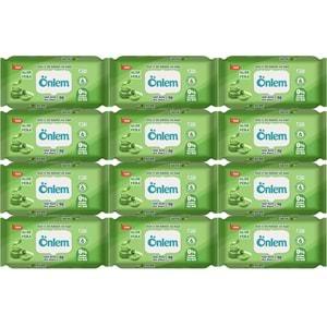 Önlem Islak Havlu Mendil 90 Yaprak Aloe Vera Plastik Kapaklı (12 Li Set) (1080 Yaprak)