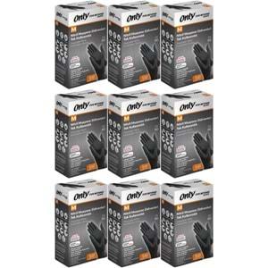 Only Evo Beyond Glove Nitril Siyah Pudrasız Muayene Eldiveni 900 Lü Set M - Medium - Orta (9PK*100)