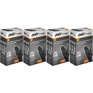 Only Evo Beyond Glove Nitril Siyah Pudrasız Muayene Eldiveni 400 Lü Set L - Large - Büyük (4PK*100)